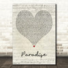 LL Cool J Paradise Script Heart Decorative Wall Art Gift Song Lyric Print