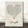 Supergrass Alright Script Heart Decorative Wall Art Gift Song Lyric Print