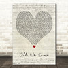 Dappy All We Know Script Heart Decorative Wall Art Gift Song Lyric Print