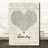 Ben Howard Bones Script Heart Decorative Wall Art Gift Song Lyric Print