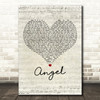 The Weeknd Angel Script Heart Decorative Wall Art Gift Song Lyric Print