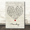 The Jam Monday Script Heart Decorative Wall Art Gift Song Lyric Print