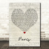 The 1975 Paris Script Heart Decorative Wall Art Gift Song Lyric Print