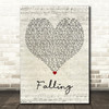 Artan Falling Script Heart Decorative Wall Art Gift Song Lyric Print