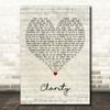 Zedd Clarity Script Heart Decorative Wall Art Gift Song Lyric Print