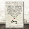 Eternal Stay Script Heart Decorative Wall Art Gift Song Lyric Print