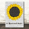 Vanessa Carlton A Thousand Miles Grey Script Sunflower Decorative Wall Art Gift Song Lyric Print