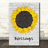 Florida Georgia Line Blessings Grey Script Sunflower Decorative Wall Art Gift Song Lyric Print