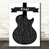 Birdy Wings Black & White Guitar Song Lyric Quote Print