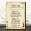 David Bowie Rock n Roll with Me Vintage Guitar Decorative Wall Art Gift Song Lyric Print