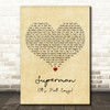 Five For Fighting Superman (It's Not Easy) Vintage Heart Decorative Wall Art Gift Song Lyric Print