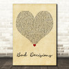 Professor Green Bad Decisions Vintage Heart Decorative Wall Art Gift Song Lyric Print