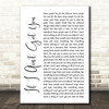 Alicia Keys If I Ain't Got You White Script Song Lyric Quote Print