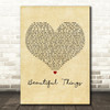 Andain Beautiful Things Vintage Heart Decorative Wall Art Gift Song Lyric Print