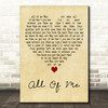 Irvin Berlin All Of Me Vintage Heart Decorative Wall Art Gift Song Lyric Print