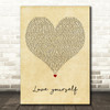 Phora Love Yourself Vintage Heart Decorative Wall Art Gift Song Lyric Print