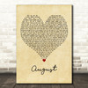 Taylor Swift August Vintage Heart Decorative Wall Art Gift Song Lyric Print