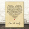 Lady A Like A Lady Vintage Heart Decorative Wall Art Gift Song Lyric Print