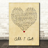 Baekhyun All I Got Vintage Heart Decorative Wall Art Gift Song Lyric Print