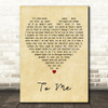 Jessie K. To Me Vintage Heart Decorative Wall Art Gift Song Lyric Print