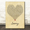 Beyoncé Sorry Vintage Heart Decorative Wall Art Gift Song Lyric Print