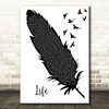 Jelly Roll feat. Brix Life Black & White Feather & Birds Decorative Wall Art Gift Song Lyric Print