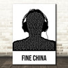 Future & Juice WRLD Fine China Black & White Man Headphones Song Lyric Print