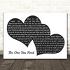 Brett Eldredge The One You Need Landscape Black & White Two Hearts Wall Art Gift Song Lyric Print
