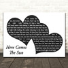 The Beatles Here Comes The Sun Landscape Black & White Two Hearts Wall Art Gift Song Lyric Print