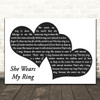 Solomon King She Wears My Ring Landscape Black & White Two Hearts Wall Art Gift Song Lyric Print