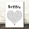 Boyzone Better White Heart Song Lyric Quote Print