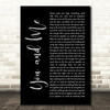 Dave Matthews Band You And Me Black Script Decorative Wall Art Gift Song Lyric Print