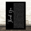 Stan Walker Thank You Black Script Decorative Wall Art Gift Song Lyric Print