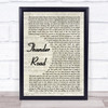 Bruce Springsteen Thunder Road Vintage Script Song Lyric Quote Print