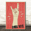 Red Grunge Rock Fist Hand Any Song Lyric Personalised Music Wall Art Print