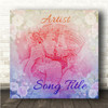 Kissing Couple Blue Pink Floral Square Any Song Personalised Music Song Lyric Art Print