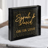 Black Gold Square Simple Script Any Song Lyric Acrylic Block