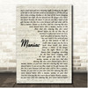 Michael Sembello Maniac Vintage Script Song Lyric Print