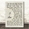 Tom T. Hall I Love Vintage Script Song Lyric Print