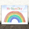 ELO Mr Blue Sky Watercolour Rainbow & Clouds Song Lyric Print