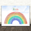 Matt Nathanson Run Watercolour Rainbow & Clouds Song Lyric Print