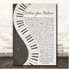 Whitney Houston & Mariah Carey When You Believe Rustic Grey Piano Script Song Lyric Print