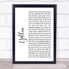 Coldplay Yellow White Script Song Lyric Quote Print