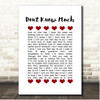 Linda Ronstadt Don't Know Much Red Hearts In Row Song Lyric Print