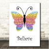 Elton John Believe Rainbow Butterfly Song Lyric Print