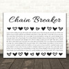 Zach Williams Chain Breaker Hearts Black & White Song Lyric Print