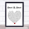 Culture Club Love Is Love White Heart Song Lyric Quote Print