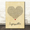 Daniel Merriweather Impossible Vintage Heart Song Lyric Quote Print