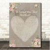 Heartland I Loved Her First Shabby Chic Floral Heart Grey Song Lyric Print