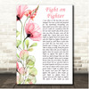 For King and Country Fight on Fighter Poppy Flower Script Song Lyric Print